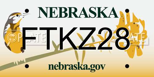 FTKZ28 Nebraska License Plate