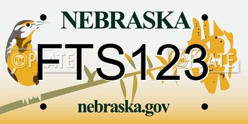 FTS123 Nebraska License Plate