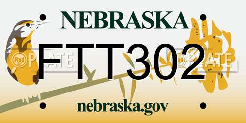 FTT302 Nebraska License Plate