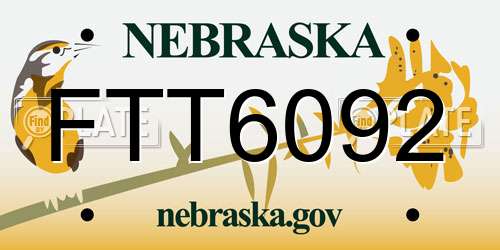 FTT6092 Nebraska License Plate