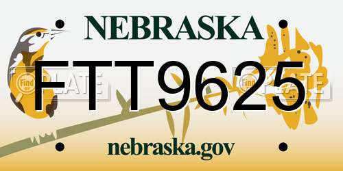 FTT9625 Nebraska License Plate