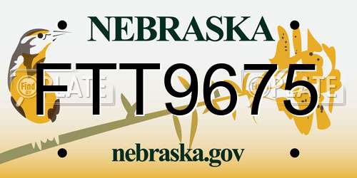 FTT9675 Nebraska License Plate