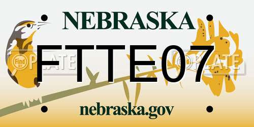 FTTE07 Nebraska License Plate