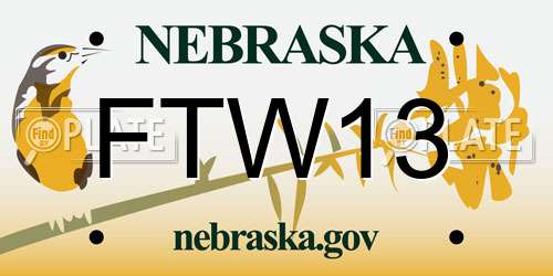 FTW13 Nebraska License Plate