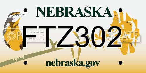 FTZ302 Nebraska License Plate