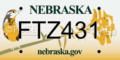 FTZ431 Nebraska License Plate