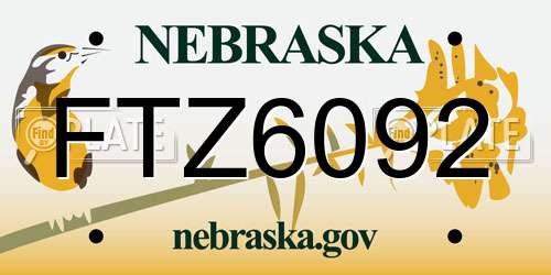 FTZ6092 Nebraska License Plate