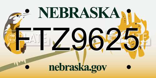 FTZ9625 Nebraska License Plate