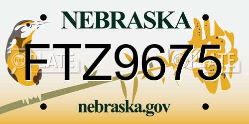 FTZ9675 Nebraska License Plate