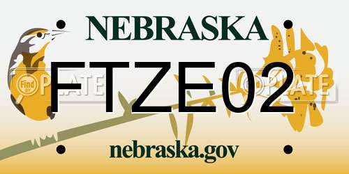 FTZE02 Nebraska License Plate