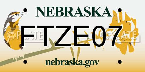 FTZE07 Nebraska License Plate
