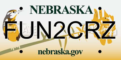 FUN2CRZ Nebraska License Plate