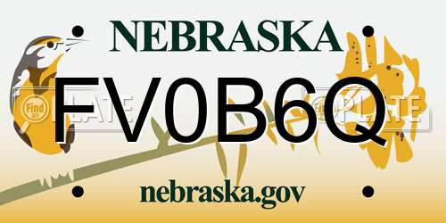 FV0B6Q Nebraska License Plate