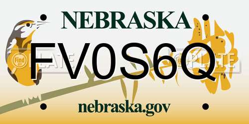 FV0S6Q Nebraska License Plate