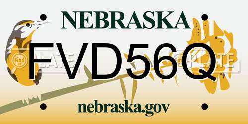 FVD56Q Nebraska License Plate