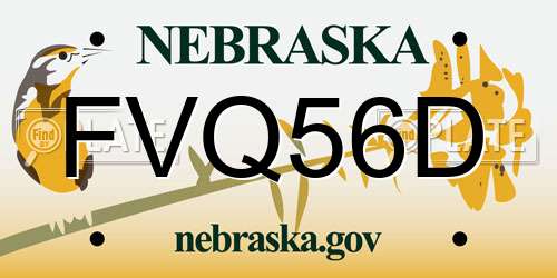 FVQ56D Nebraska License Plate