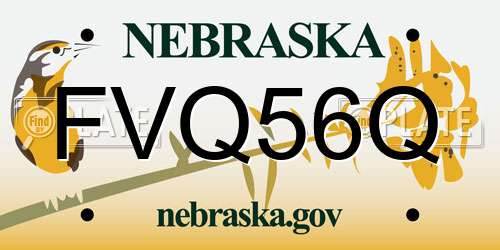 FVQ56Q Nebraska License Plate