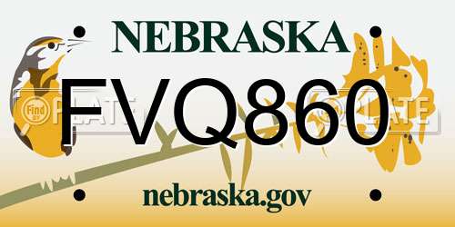 FVQ860 Nebraska License Plate