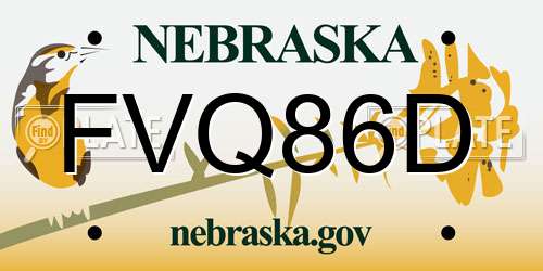 FVQ86D Nebraska License Plate