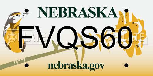FVQS60 Nebraska License Plate
