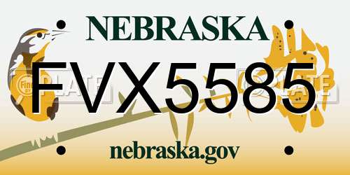 FVX5585 Nebraska License Plate
