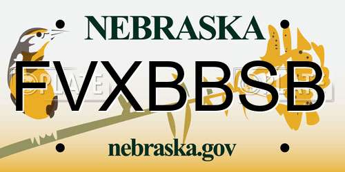 FVXBBSB Nebraska License Plate