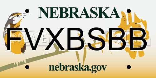 FVXBSBB Nebraska License Plate