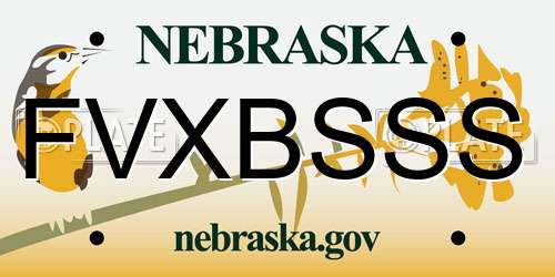 FVXBSSS Nebraska License Plate