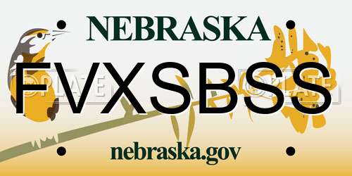 FVXSBSS Nebraska License Plate