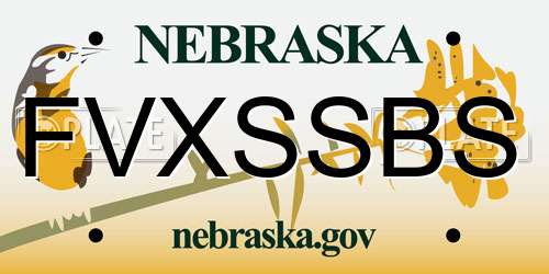 FVXSSBS Nebraska License Plate