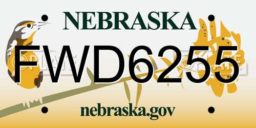FWD6255 Nebraska License Plate
