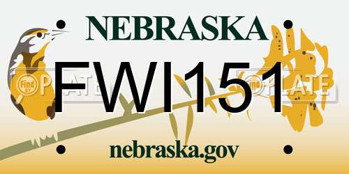 FWI151 Nebraska License Plate