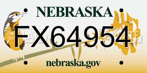 FX64954 Nebraska License Plate