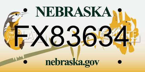 FX83634 Nebraska License Plate