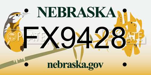 FX9428 Nebraska License Plate
