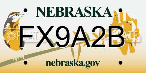 FX9A2B Nebraska License Plate