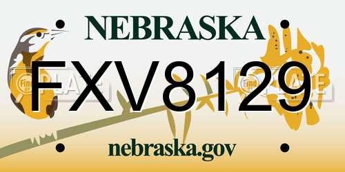 FXV8129 Nebraska License Plate