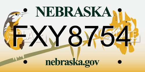 FXY8754 Nebraska License Plate