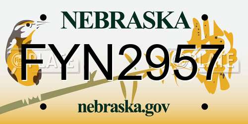 FYN2957 Nebraska License Plate