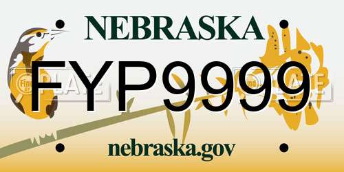 FYP9999 Nebraska License Plate