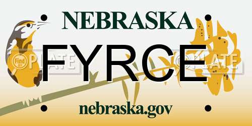 FYRCE Nebraska License Plate