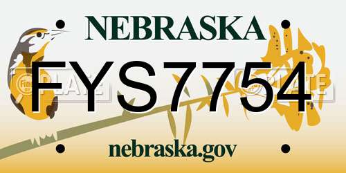 FYS7754 Nebraska License Plate