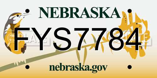 FYS7784 Nebraska License Plate