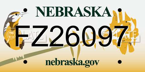 FZ26097 Nebraska License Plate