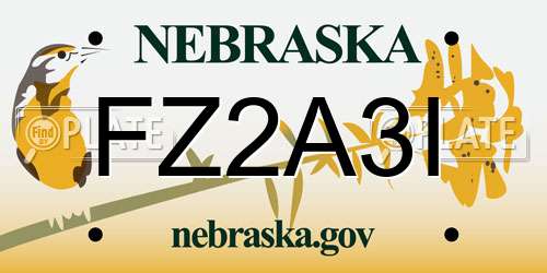 FZ2A3I Nebraska License Plate