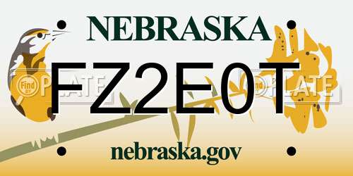 FZ2E0T Nebraska License Plate