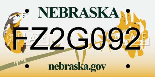 FZ2G092 Nebraska License Plate