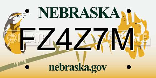 FZ4Z7M Nebraska License Plate