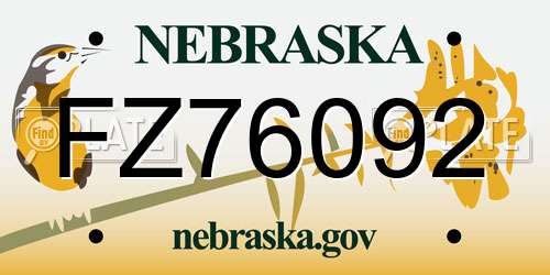 FZ76092 Nebraska License Plate