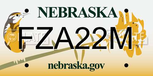 FZA22M Nebraska License Plate